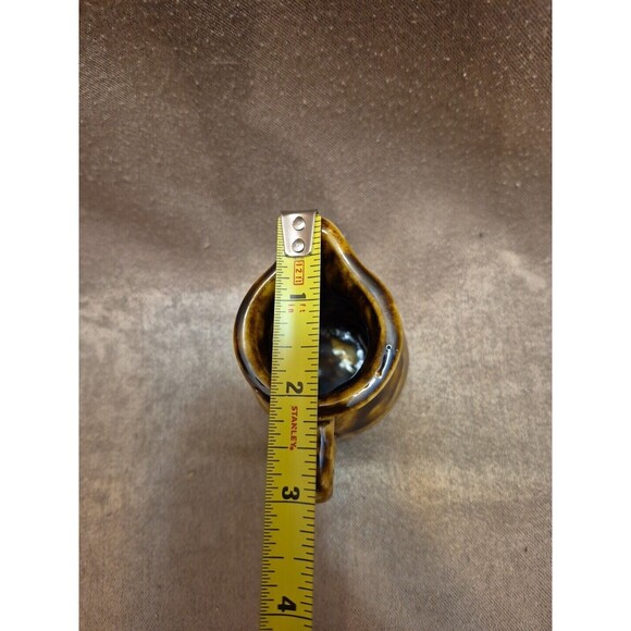 Vintage Handmade Small Pottery Creamer Brown/Tan Swirl Glazed And Signed - Picture 10 of 10